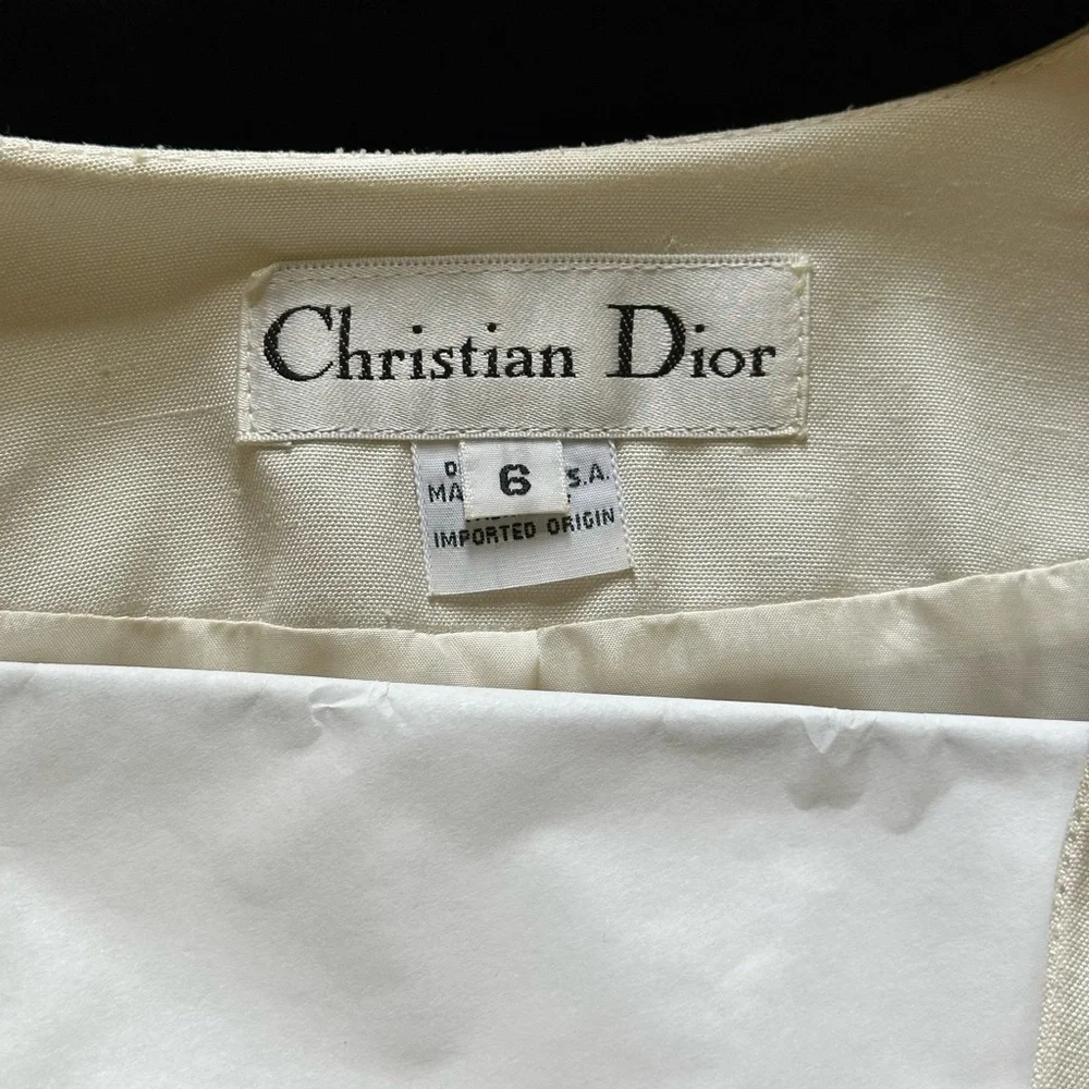 Vintage Christian Dior Cream Skirt Blazer Set